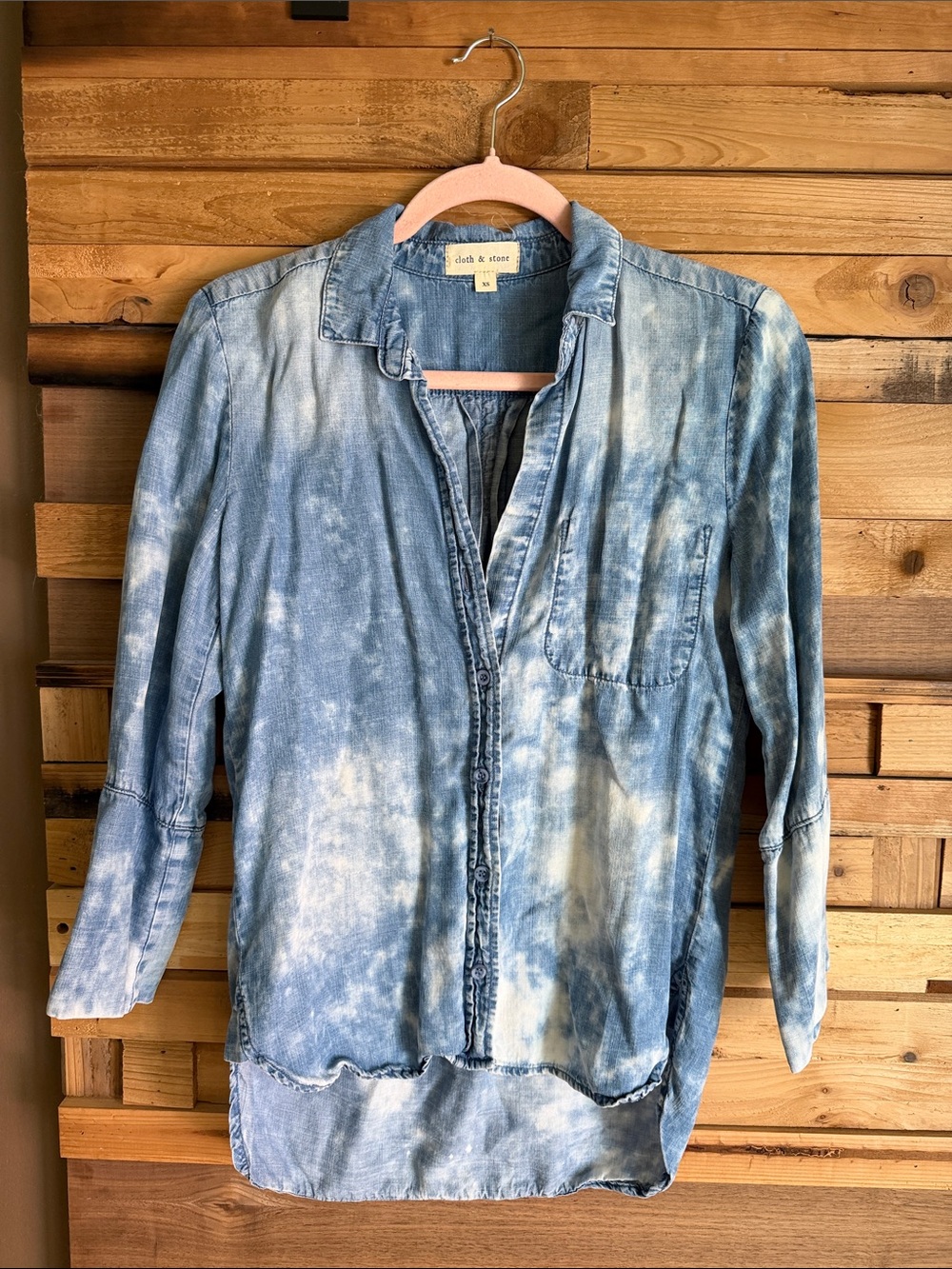 cloth & stone Blue Tie-Dye Button-Down Shirt